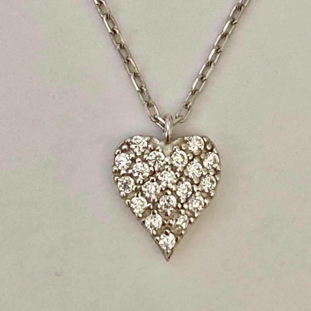 ๐925 Silver heart love cz stones necklace